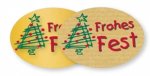 Schmucketikett "Frohes Fest" Naturf. Oval 46x32mm